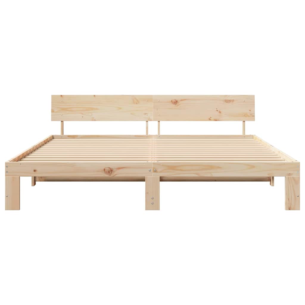 Bedframe met hoofdeinde Naturel 200 x 200 cm Massief grenenhout is nu te koop bij PeponiXL, paradijselijk wonen!