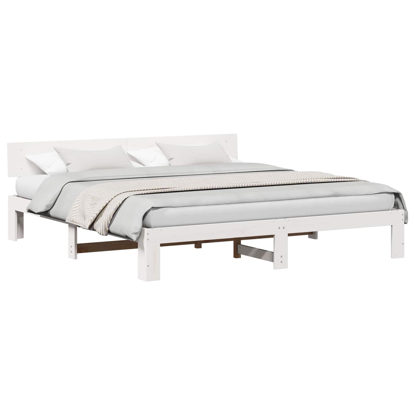 Bedframe met hoofdeinde Wit 180 x 200 cm Massief grenenhout is nu te koop bij PeponiXL, paradijselijk wonen!