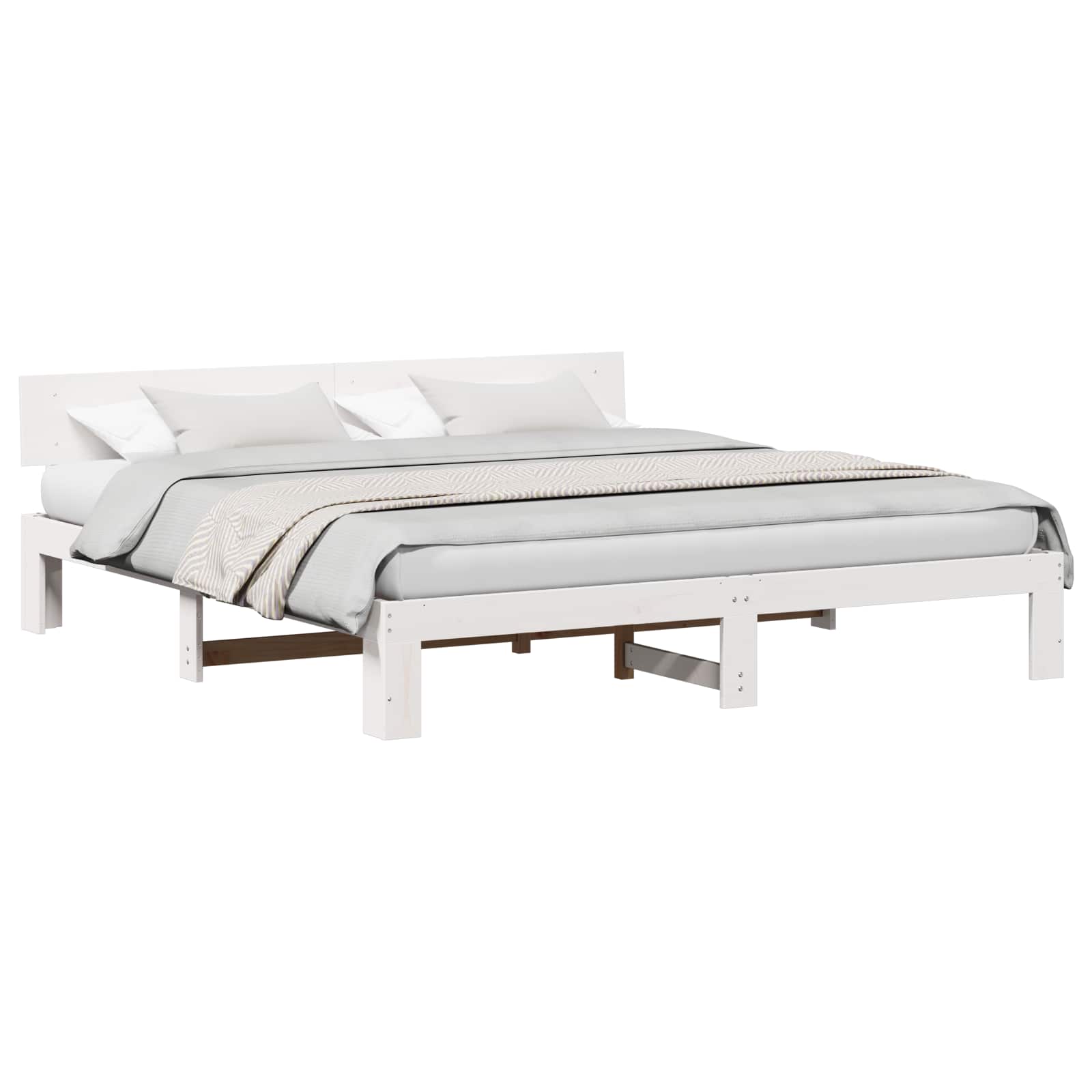 Bedframe met hoofdeinde Wit 180 x 200 cm Massief grenenhout is nu te koop bij PeponiXL, paradijselijk wonen!