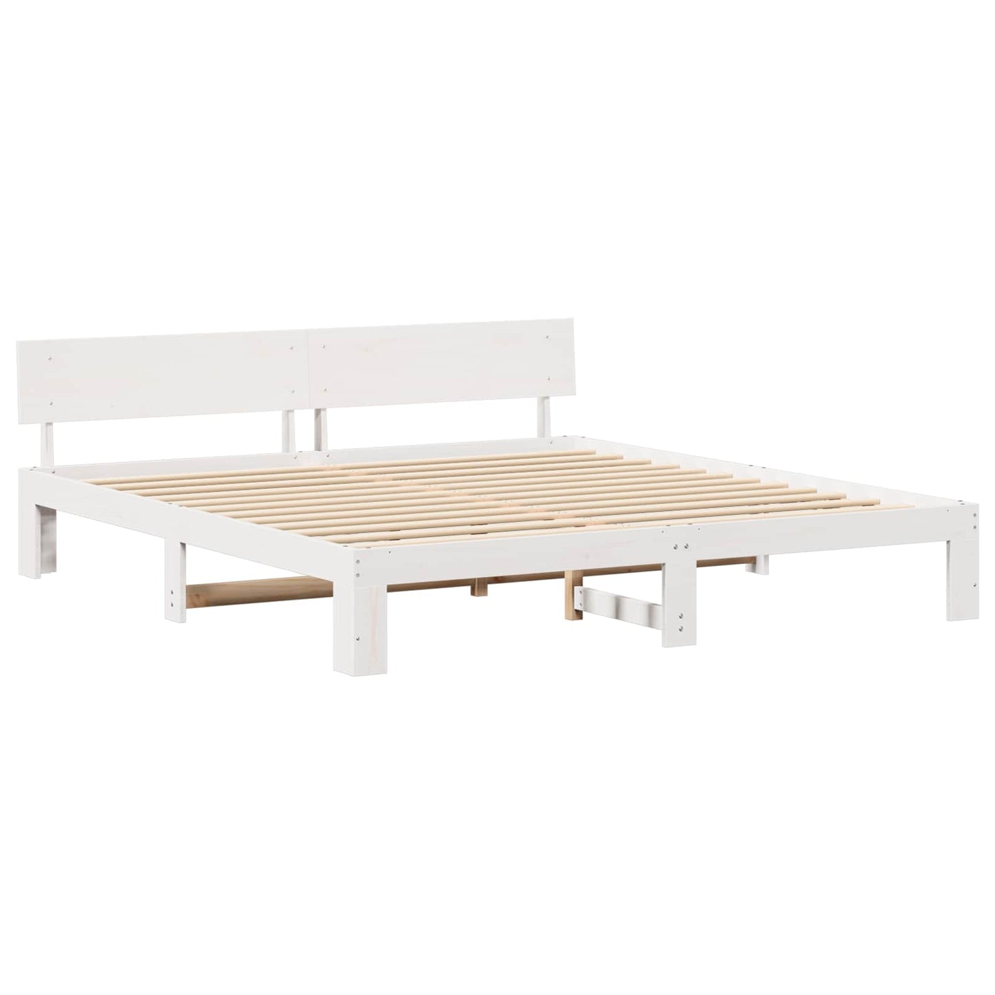 Bedframe met hoofdeinde Wit 180 x 200 cm Massief grenenhout is nu te koop bij PeponiXL, paradijselijk wonen!
