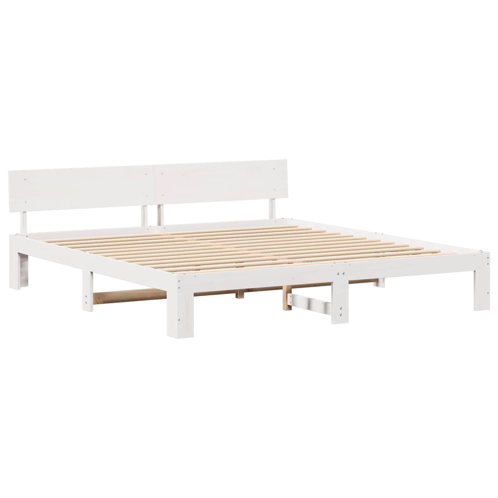 Bedframe met hoofdeinde Wit 180 x 200 cm Massief grenenhout is nu te koop bij PeponiXL, paradijselijk wonen!