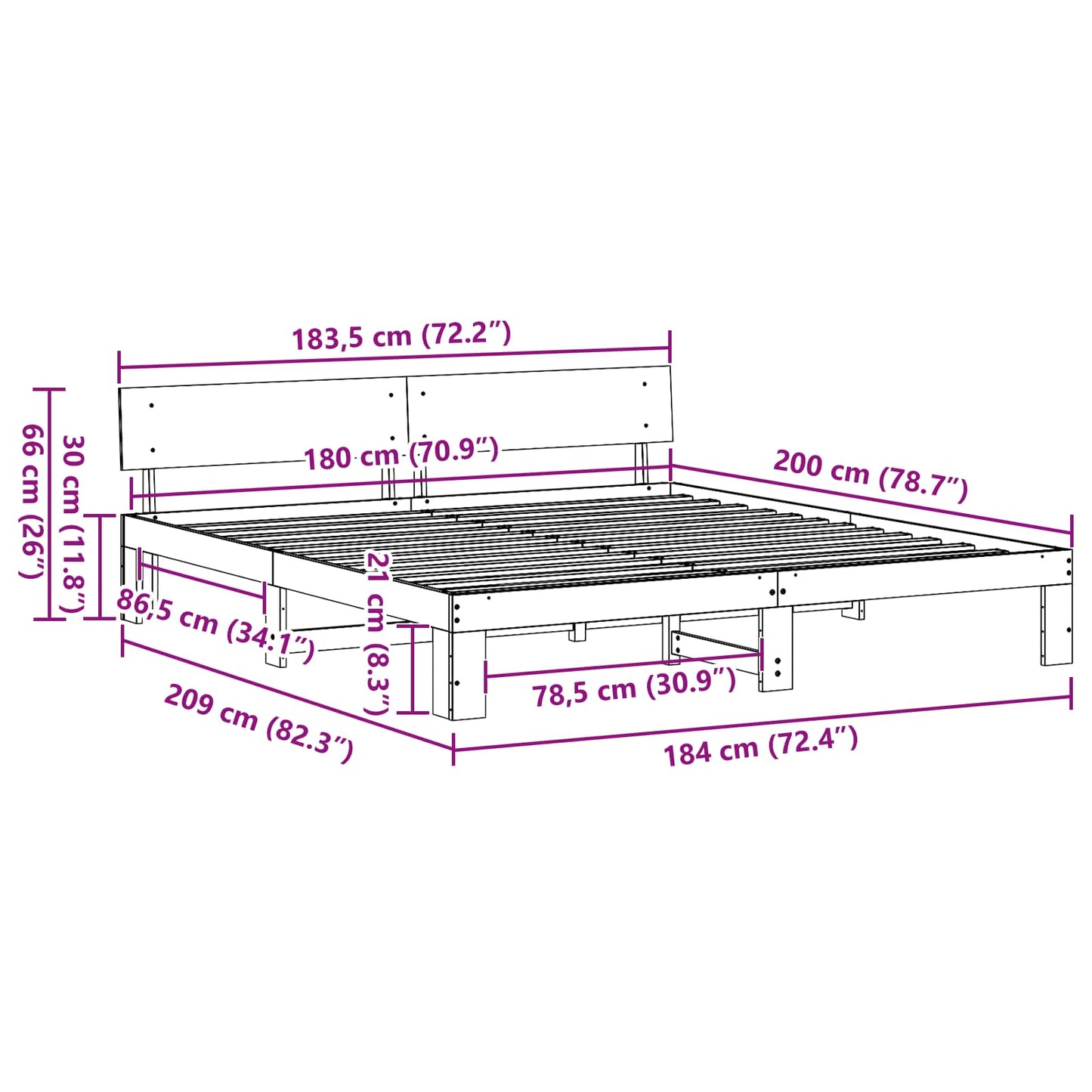 Bedframe met hoofdeinde Wit 180 x 200 cm Massief grenenhout is nu te koop bij PeponiXL, paradijselijk wonen!