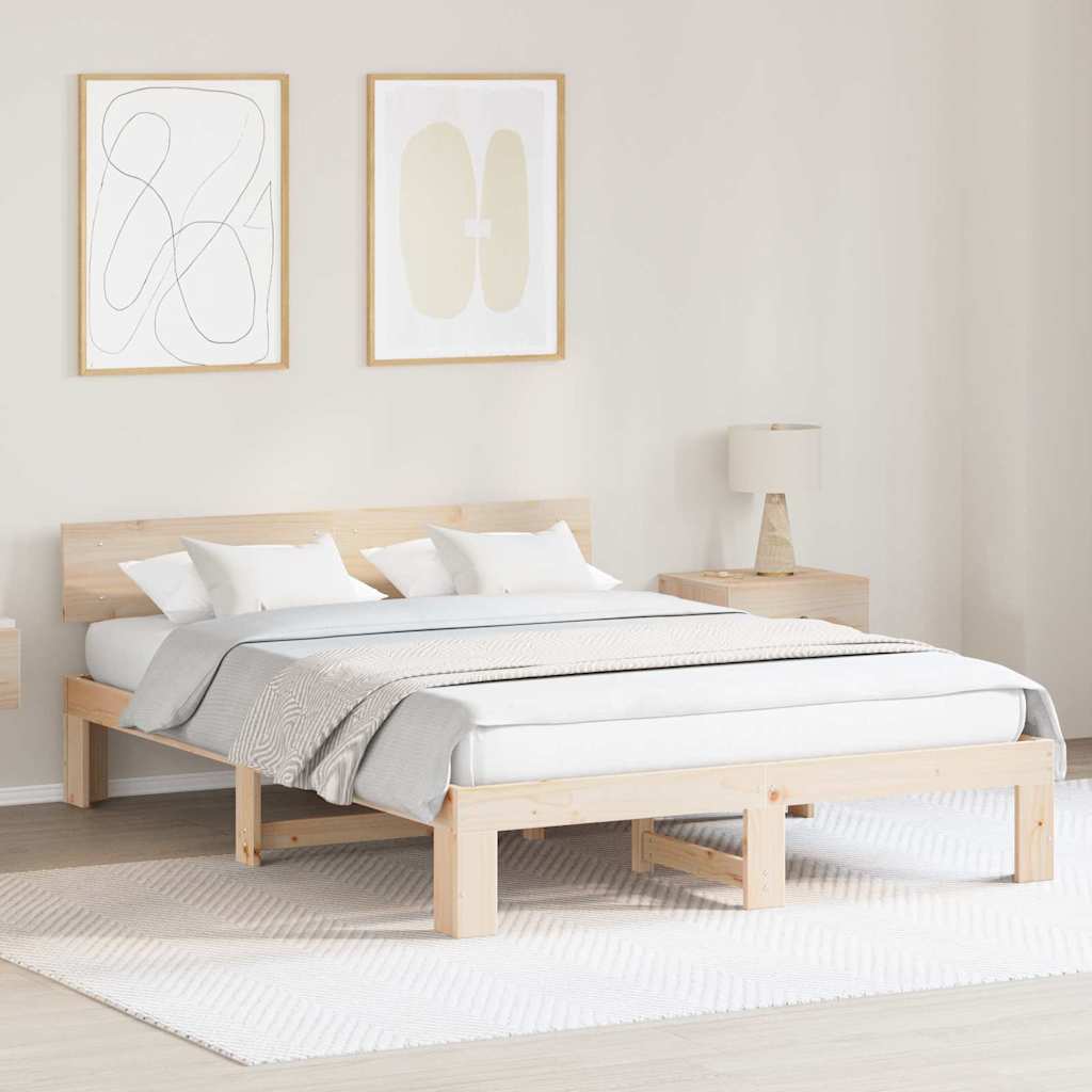 Bedframe met hoofdeinde Naturel 160 x 200 cm Massief grenenhout is nu te koop bij PeponiXL, paradijselijk wonen!