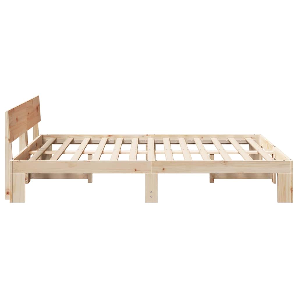 Bedframe met hoofdeinde Naturel 160 x 200 cm Massief grenenhout is nu te koop bij PeponiXL, paradijselijk wonen!