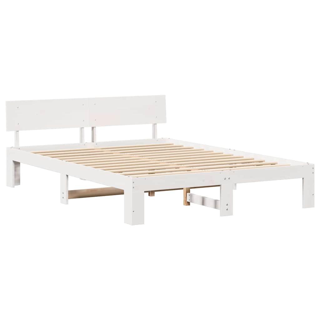 Bedframe met hoofdeinde Wit 160 x 200 cm Massief grenenhout is nu te koop bij PeponiXL, paradijselijk wonen!