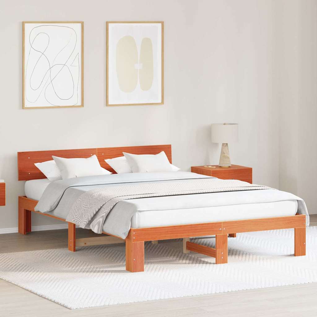 Bedframe Wasbruin 160 x 200 cm Massief grenenhout is nu te koop bij PeponiXL, paradijselijk wonen!