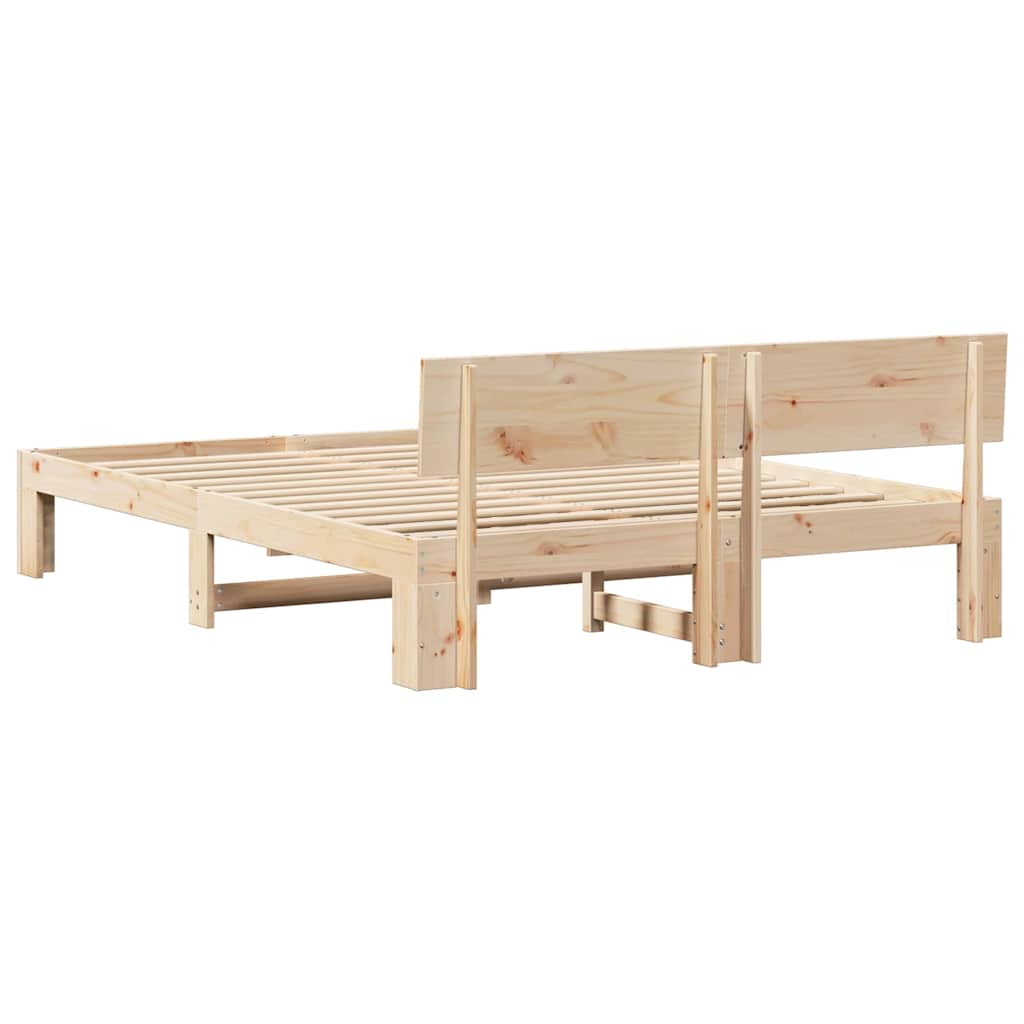 Bedframe met hoofdeinde Naturel 150 x 200 cm Massief grenenhout is nu te koop bij PeponiXL, paradijselijk wonen!