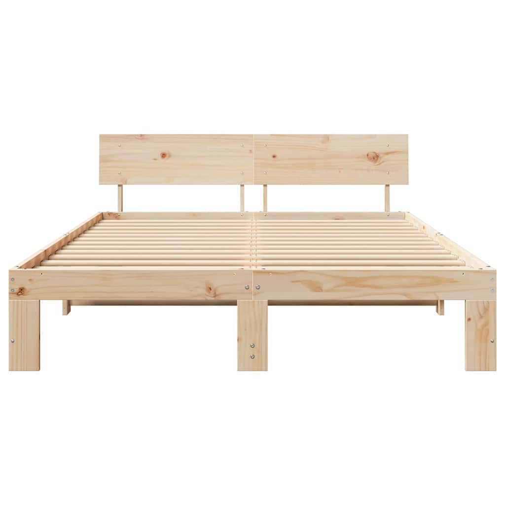 Bedframe met hoofdeinde Naturel 150 x 200 cm Massief grenenhout is nu te koop bij PeponiXL, paradijselijk wonen!