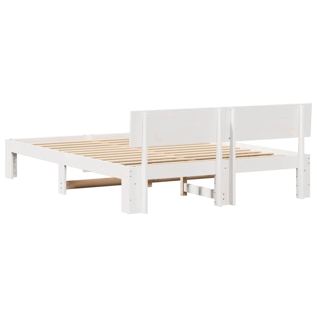 Bedframe met hoofdeinde Wit 150 x 200 cm Massief grenenhout is nu te koop bij PeponiXL, paradijselijk wonen!
