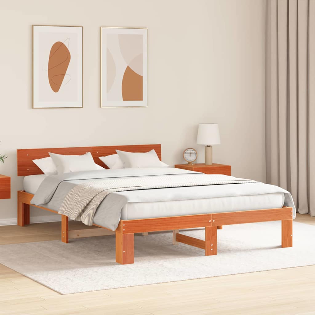 Bedframe Wasbruin 150 x 200 cm Massief grenenhout is nu te koop bij PeponiXL, paradijselijk wonen!