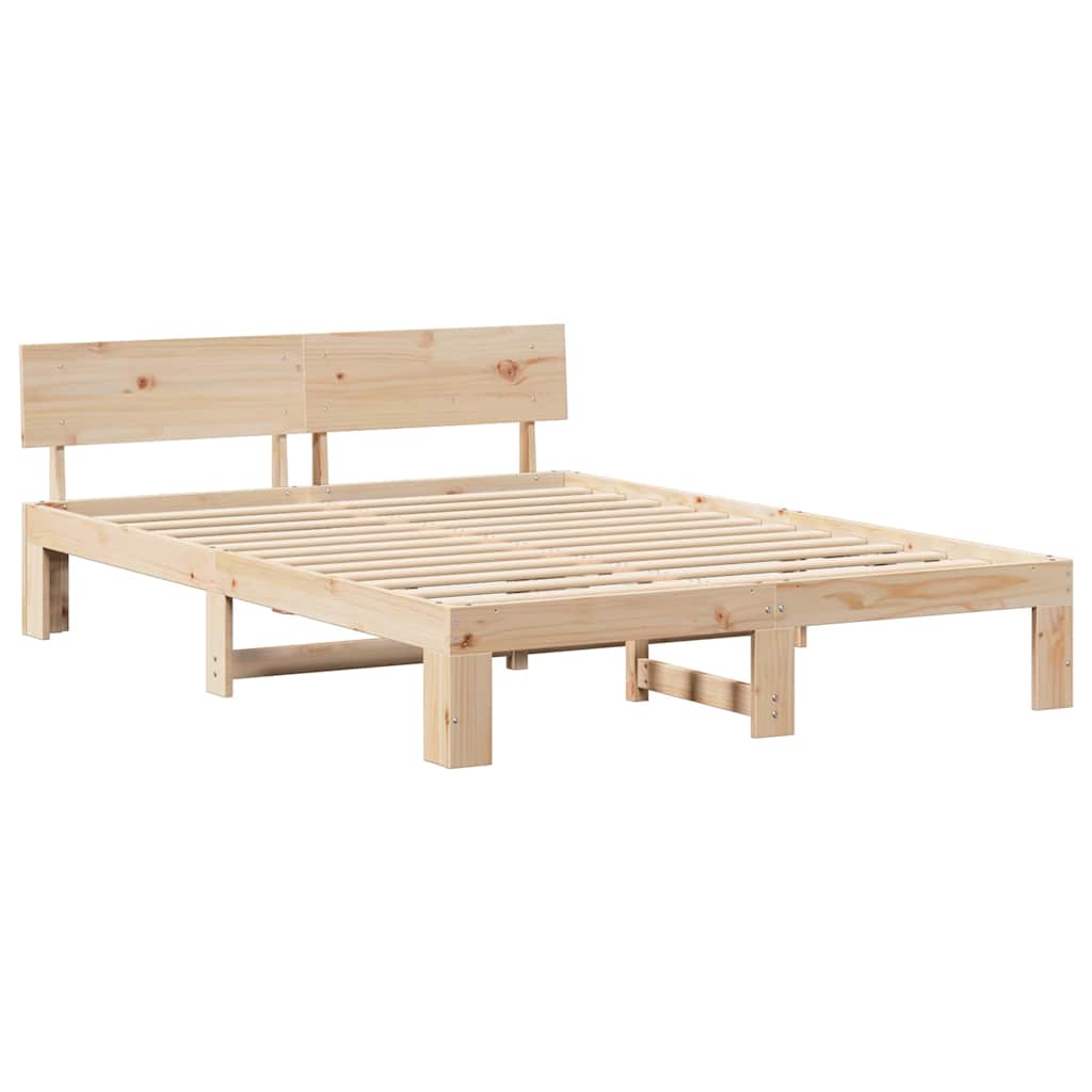 Bedframe met hoofdeinde Naturel 140 x 200 cm Massief grenenhout is nu te koop bij PeponiXL, paradijselijk wonen!