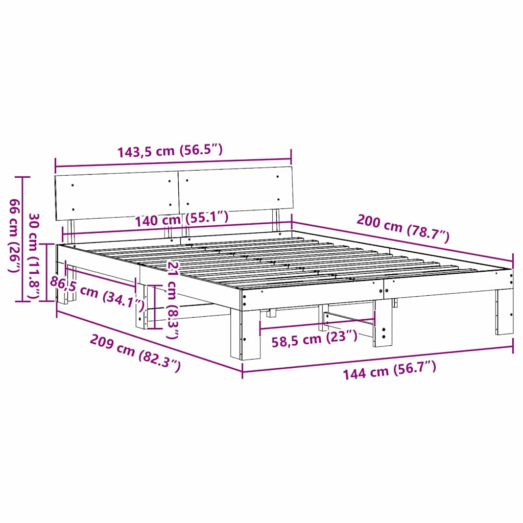 Bedframe Wasbruin 140 x 200 cm Massief grenenhout is nu te koop bij PeponiXL, paradijselijk wonen!