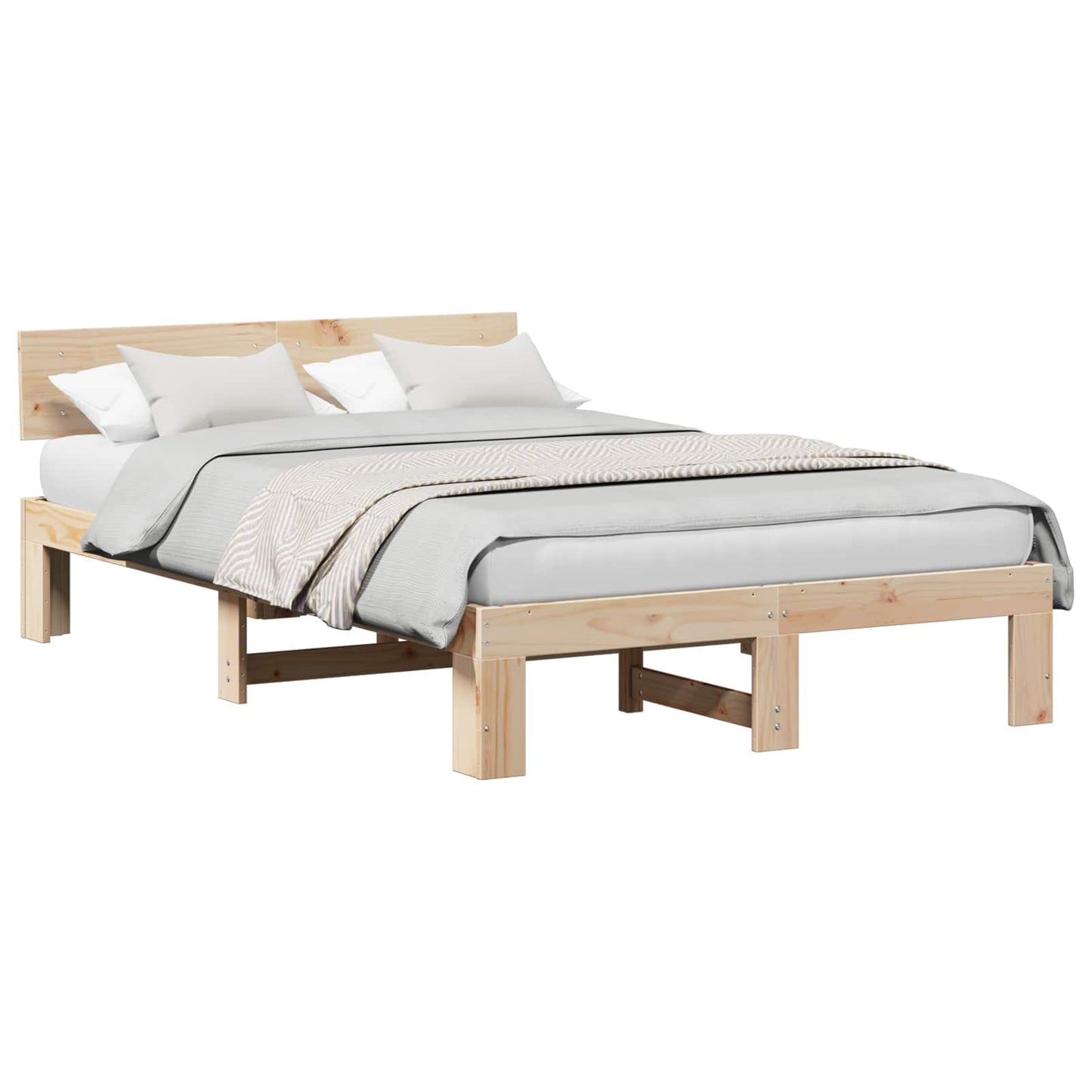 Bedframe met hoofdeinde Naturel 120 x 200 cm Massief grenenhout is nu te koop bij PeponiXL, paradijselijk wonen!