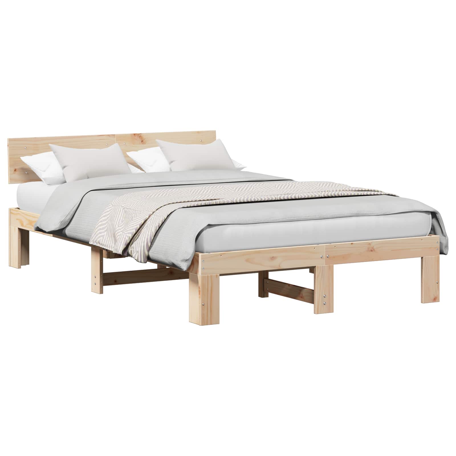 Bedframe met hoofdeinde Naturel 120 x 200 cm Massief grenenhout is nu te koop bij PeponiXL, paradijselijk wonen!