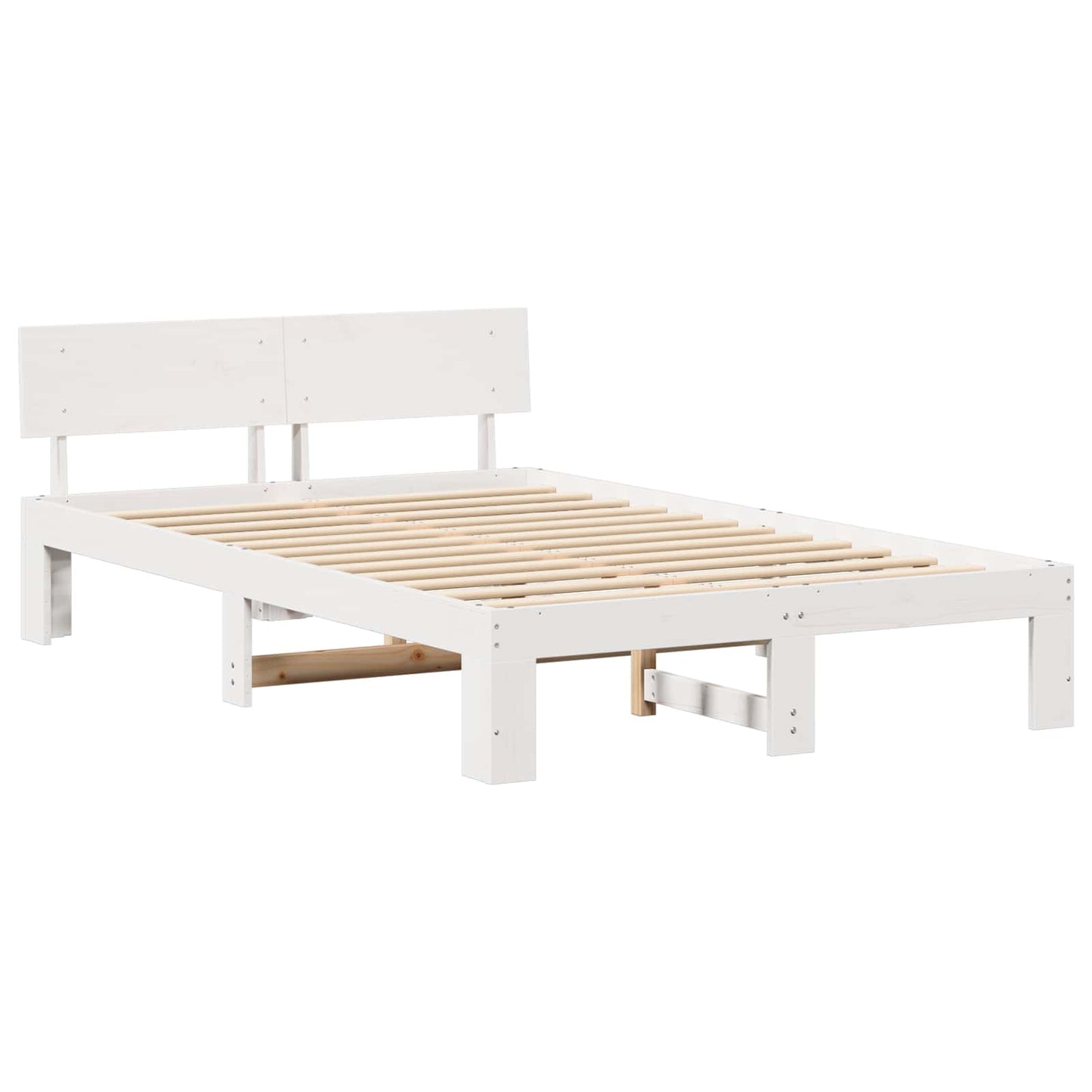 Bedframe met hoofdeinde Wit 120 x 200 cm Massief grenenhout is nu te koop bij PeponiXL, paradijselijk wonen!