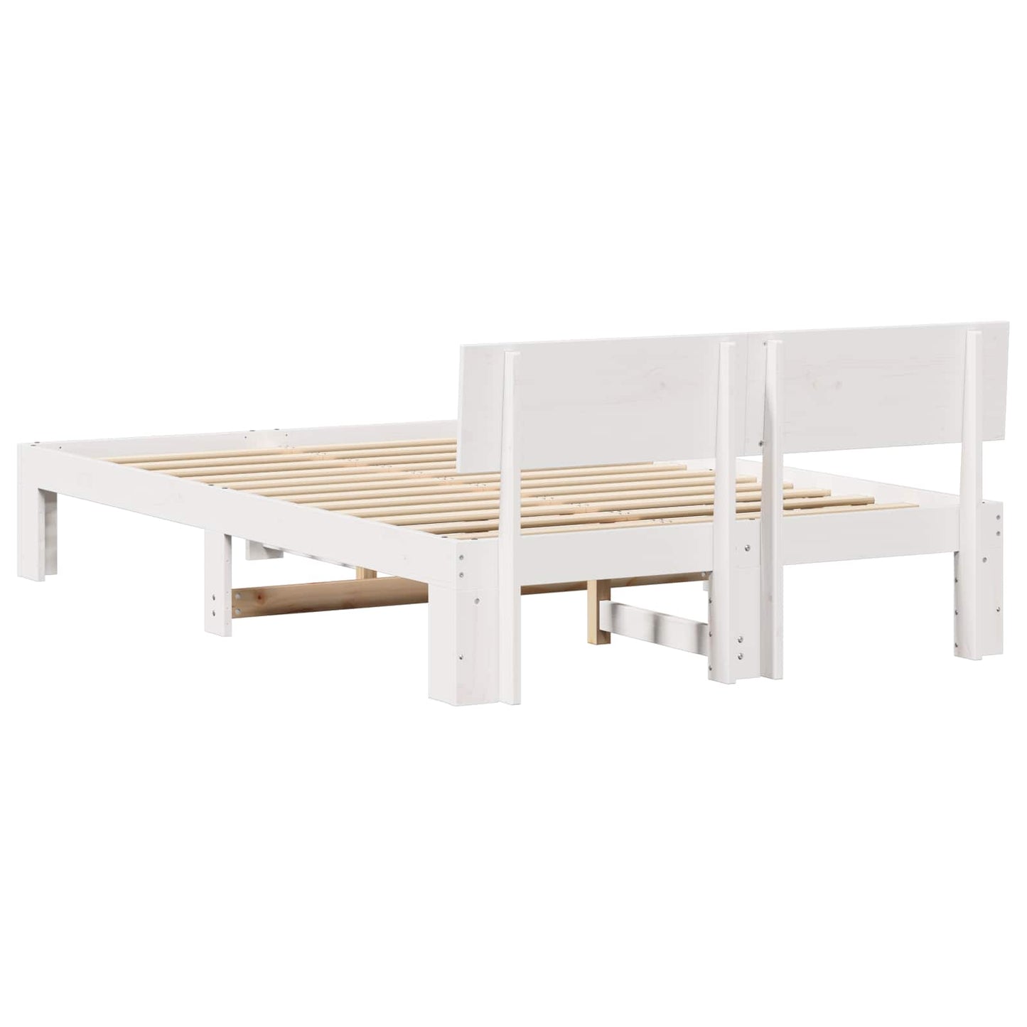 Bedframe met hoofdeinde Wit 120 x 200 cm Massief grenenhout is nu te koop bij PeponiXL, paradijselijk wonen!