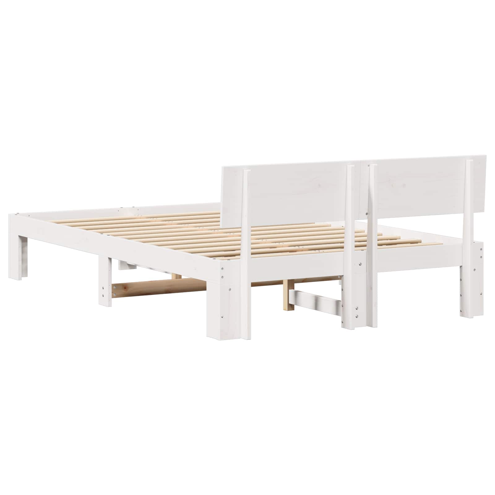 Bedframe met hoofdeinde Wit 120 x 200 cm Massief grenenhout is nu te koop bij PeponiXL, paradijselijk wonen!