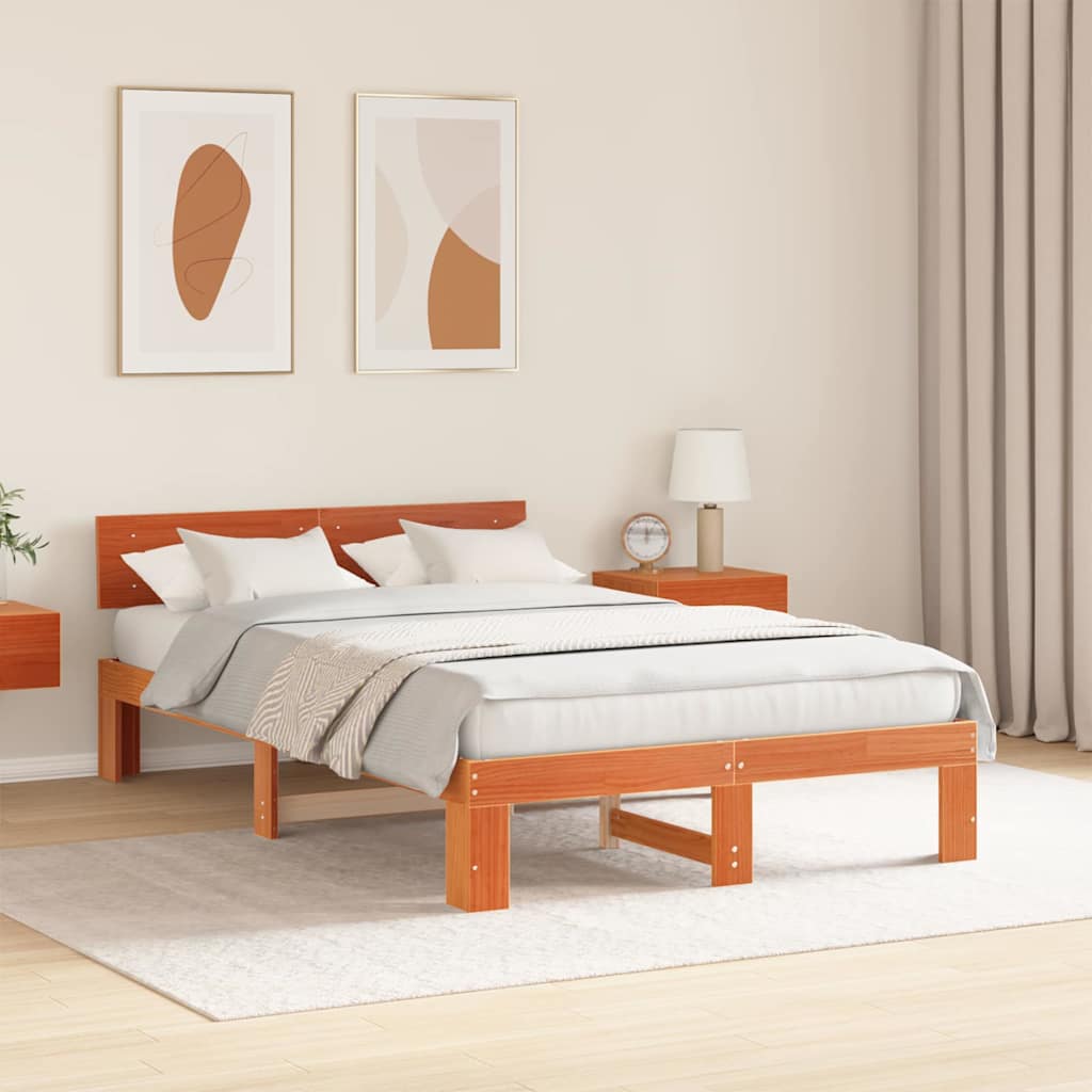 Bedframe Wasbruin 140 x 190 cm Massief grenenhout is nu te koop bij PeponiXL, paradijselijk wonen!