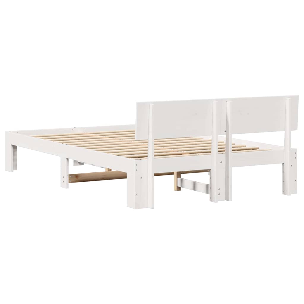 Bedframe met hoofdeinde Wit 135 x 190 cm Massief grenenhout is nu te koop bij PeponiXL, paradijselijk wonen!
