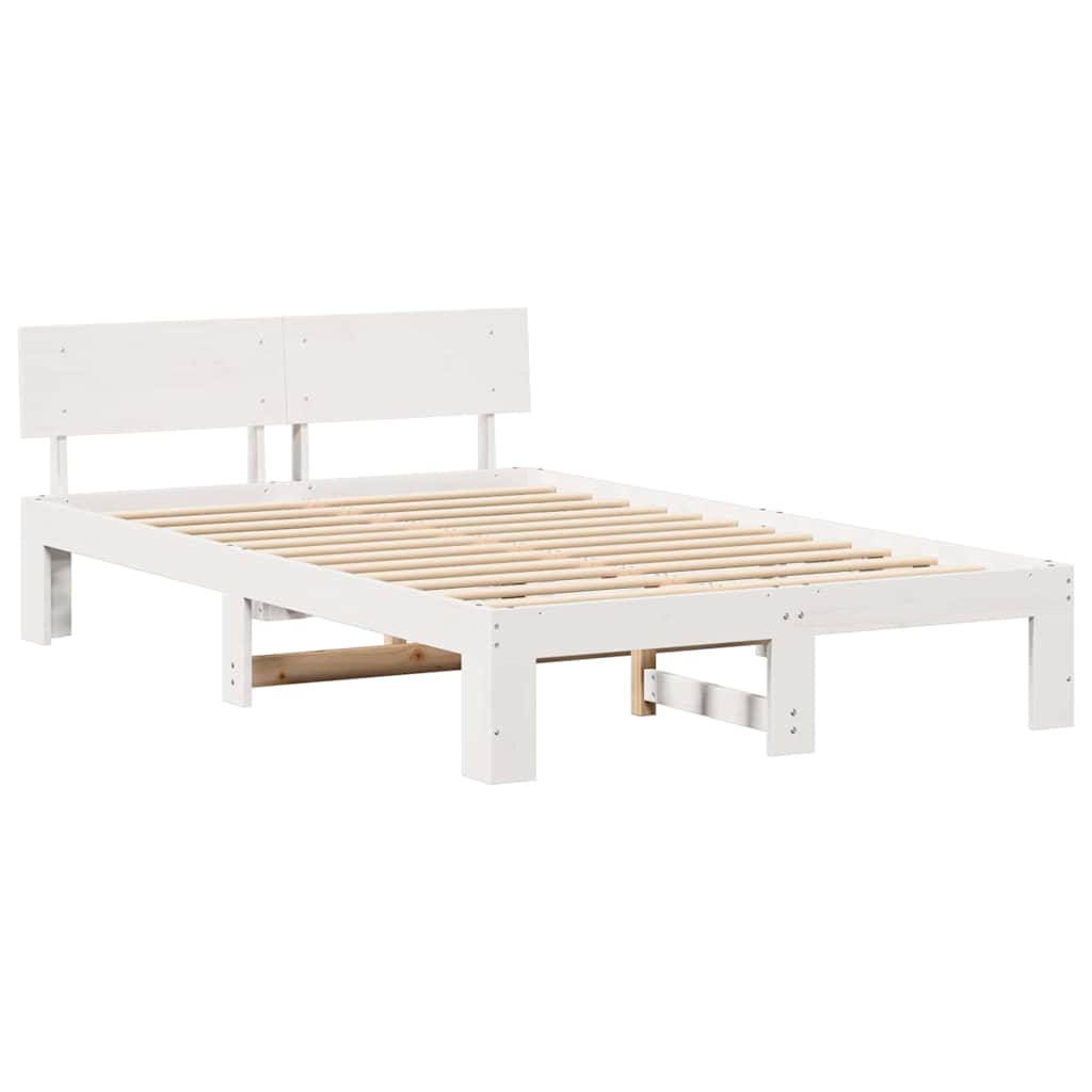Bedframe met hoofdeinde Wit 120 x 190 cm Massief grenenhout is nu te koop bij PeponiXL, paradijselijk wonen!