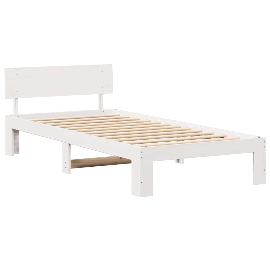 Bedframe met hoofdeinde Wit 100 x 200 cm Massief grenenhout is nu te koop bij PeponiXL, paradijselijk wonen!