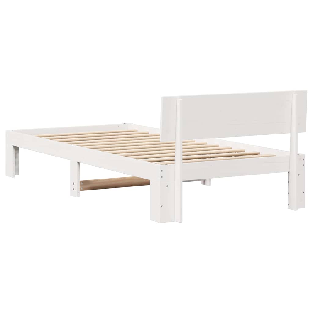 Bedframe met hoofdeinde Wit 100 x 200 cm Massief grenenhout is nu te koop bij PeponiXL, paradijselijk wonen!
