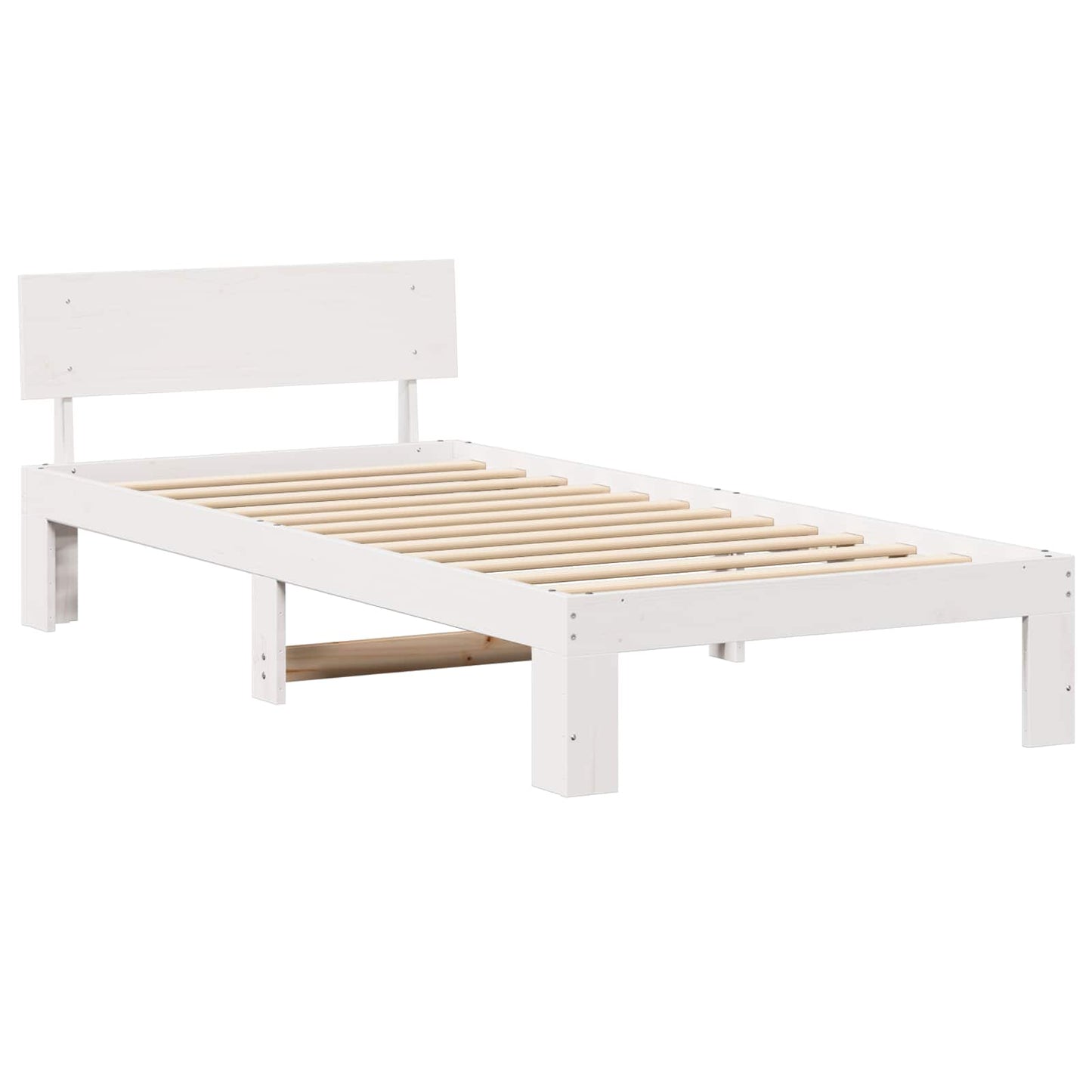 Bedframe met hoofdeinde Wit 90 x 200 cm Massief grenenhout is nu te koop bij PeponiXL, paradijselijk wonen!