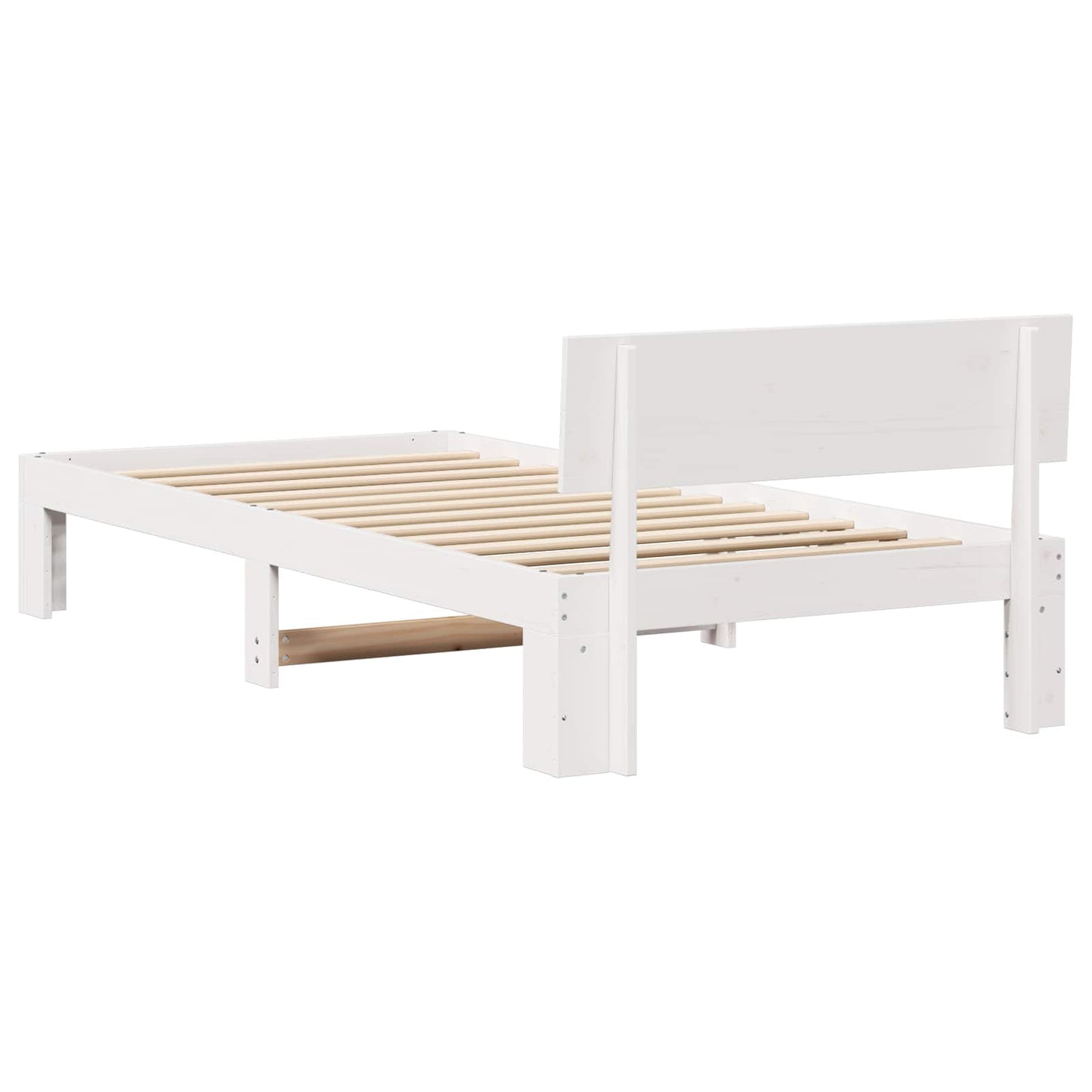 Bedframe met hoofdeinde Wit 90 x 200 cm Massief grenenhout is nu te koop bij PeponiXL, paradijselijk wonen!
