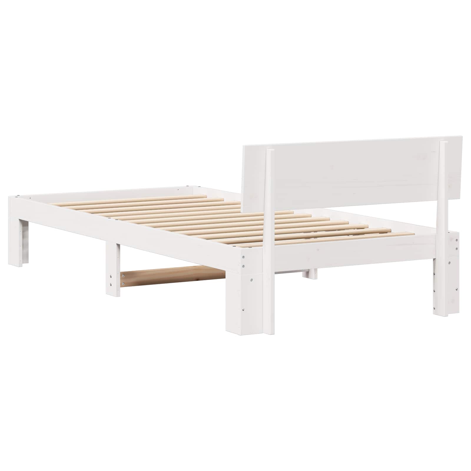 Bedframe met hoofdeinde Wit 90 x 200 cm Massief grenenhout is nu te koop bij PeponiXL, paradijselijk wonen!