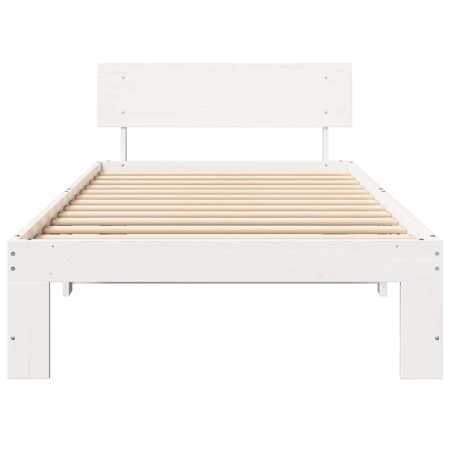Bedframe met hoofdeinde Wit 90 x 200 cm Massief grenenhout is nu te koop bij PeponiXL, paradijselijk wonen!