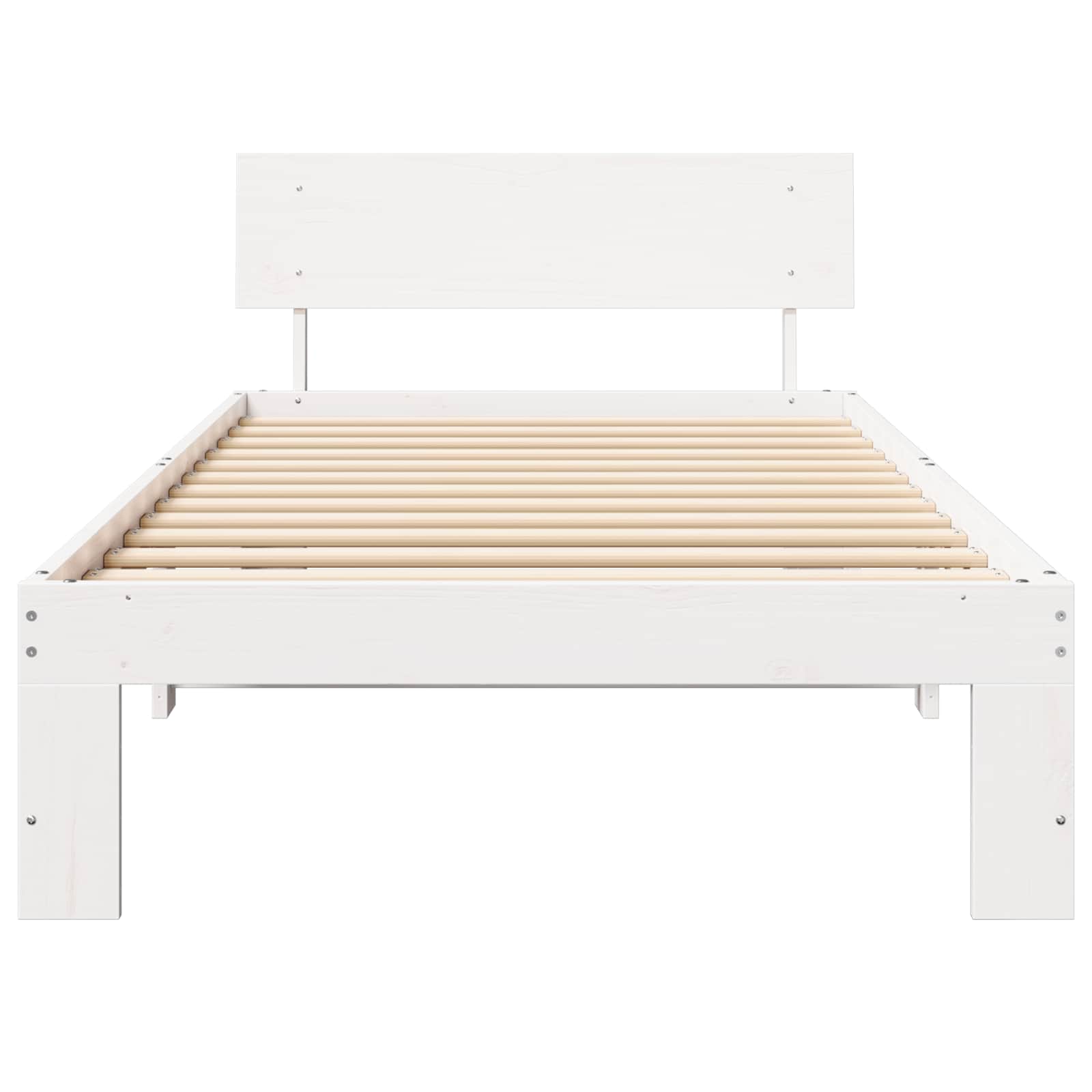 Bedframe met hoofdeinde Wit 90 x 200 cm Massief grenenhout is nu te koop bij PeponiXL, paradijselijk wonen!