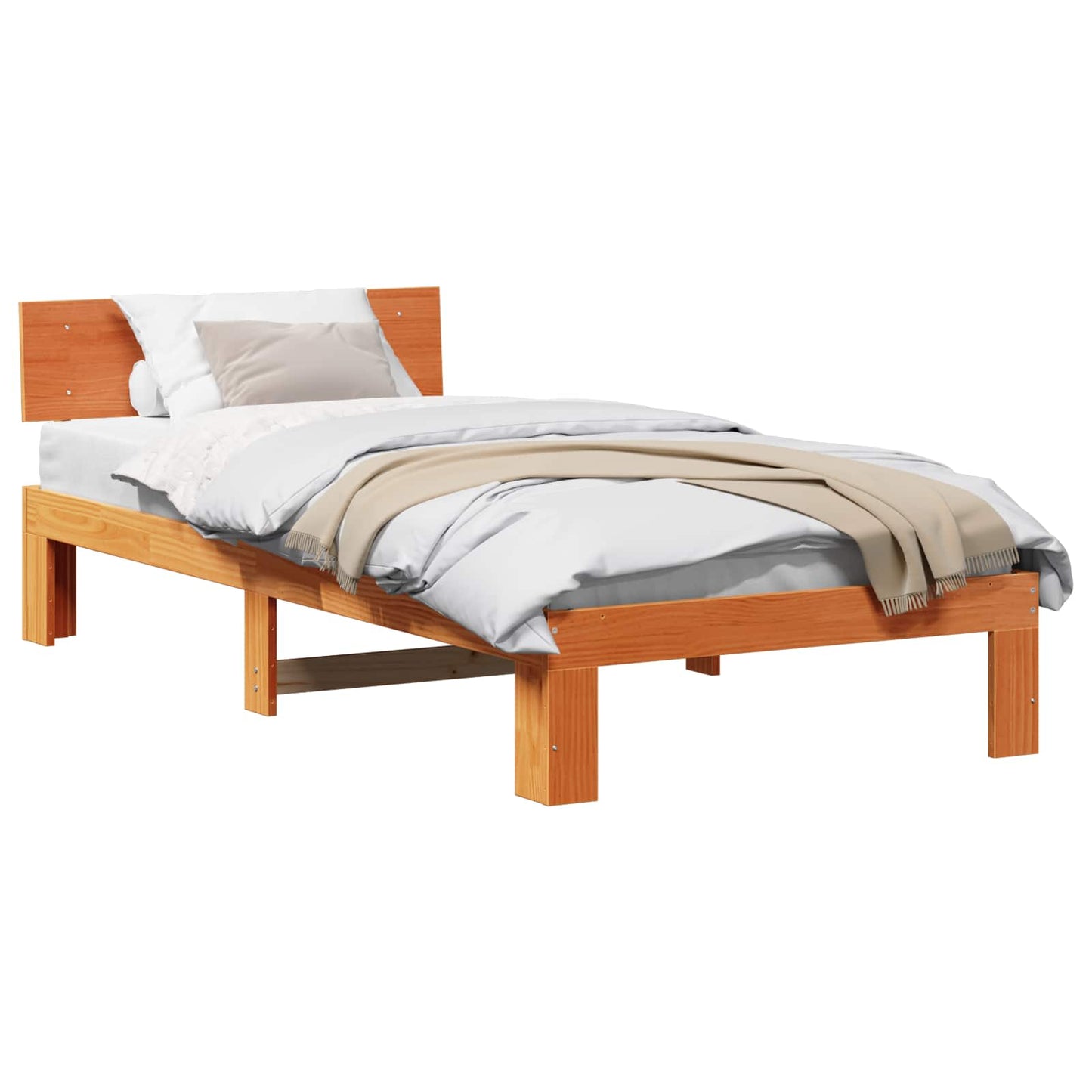 Bedframe met hoofdeinde Wasbruin 90 x 200 cm Massief grenenhout is nu te koop bij PeponiXL, paradijselijk wonen!