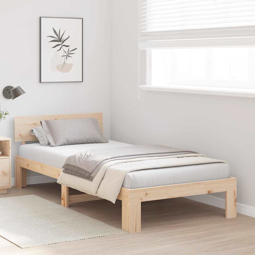 Bedframe met hoofdeinde Naturel 80 x 200 cm Massief grenenhout is nu te koop bij PeponiXL, paradijselijk wonen!