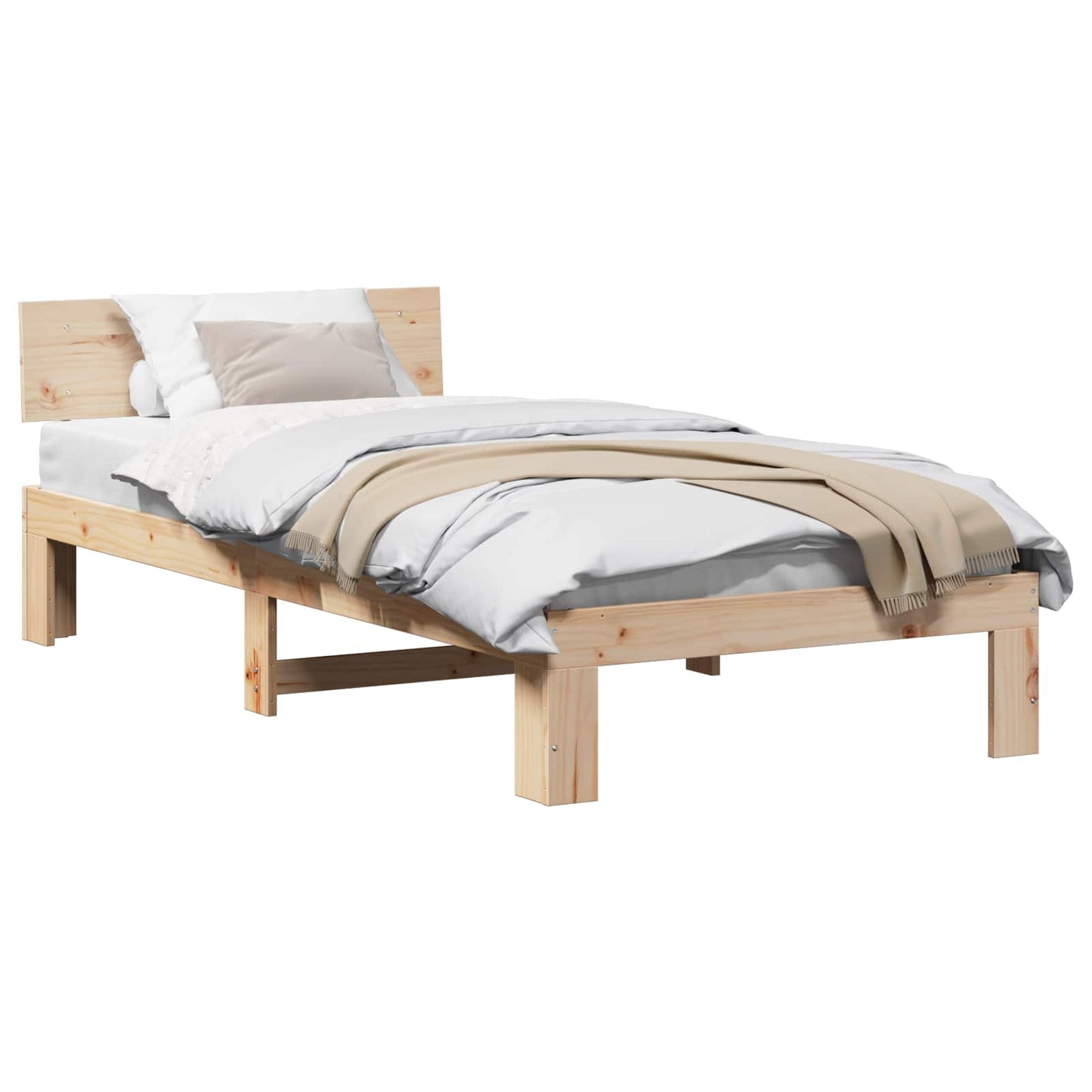 Bedframe met hoofdeinde Naturel 80 x 200 cm Massief grenenhout is nu te koop bij PeponiXL, paradijselijk wonen!