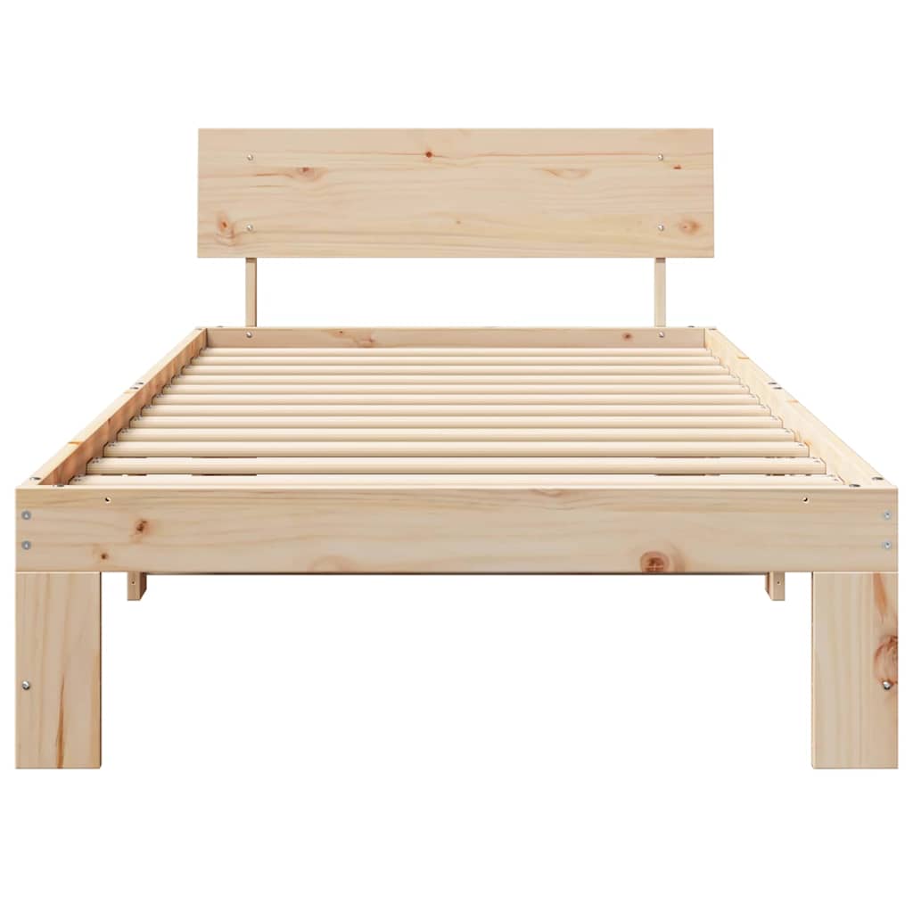 Bedframe met hoofdeinde Naturel 80 x 200 cm Massief grenenhout is nu te koop bij PeponiXL, paradijselijk wonen!