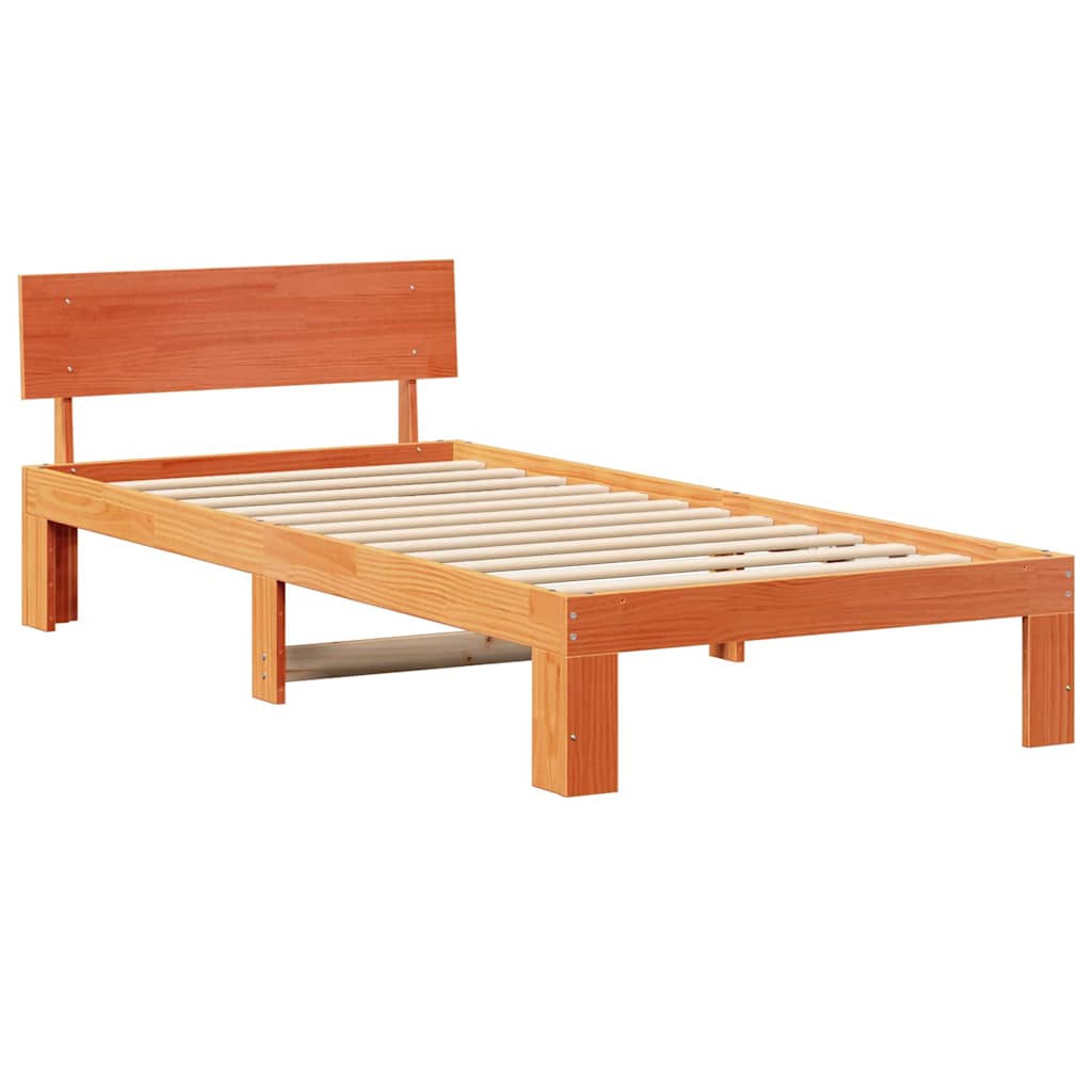 Bedframe met hoofdeinde Wasbruin 80 x 200 cm Massief grenenhout is nu te koop bij PeponiXL, paradijselijk wonen!