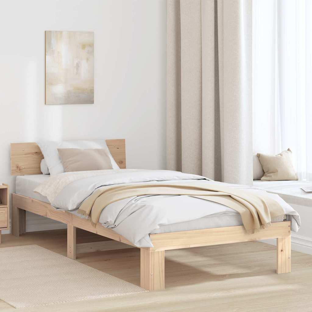 Bedframe met hoofdeinde Naturel 90 x 190 cm Massief grenenhout is nu te koop bij PeponiXL, paradijselijk wonen!