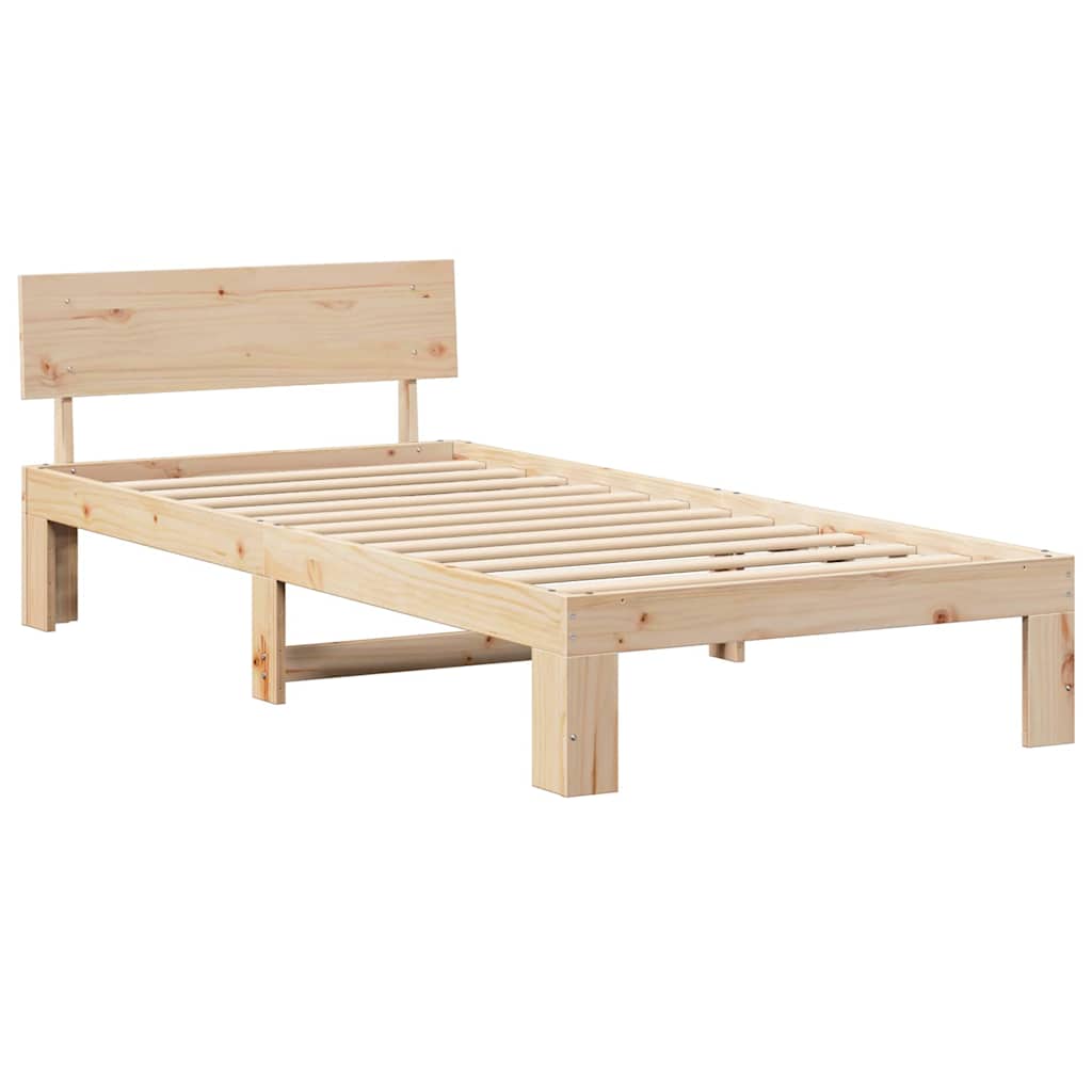 Bedframe met hoofdeinde Naturel 90 x 190 cm Massief grenenhout is nu te koop bij PeponiXL, paradijselijk wonen!