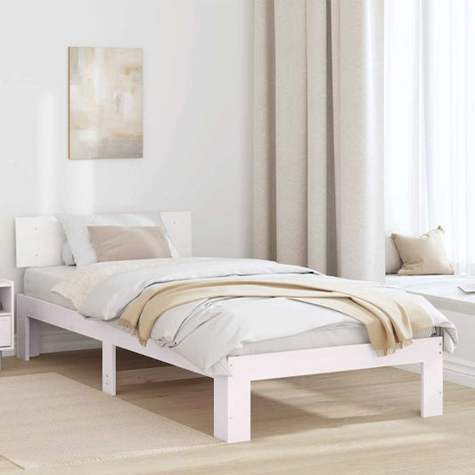 Bedframe met hoofdeinde Wit 90 x 190 cm Massief grenenhout is nu te koop bij PeponiXL, paradijselijk wonen!