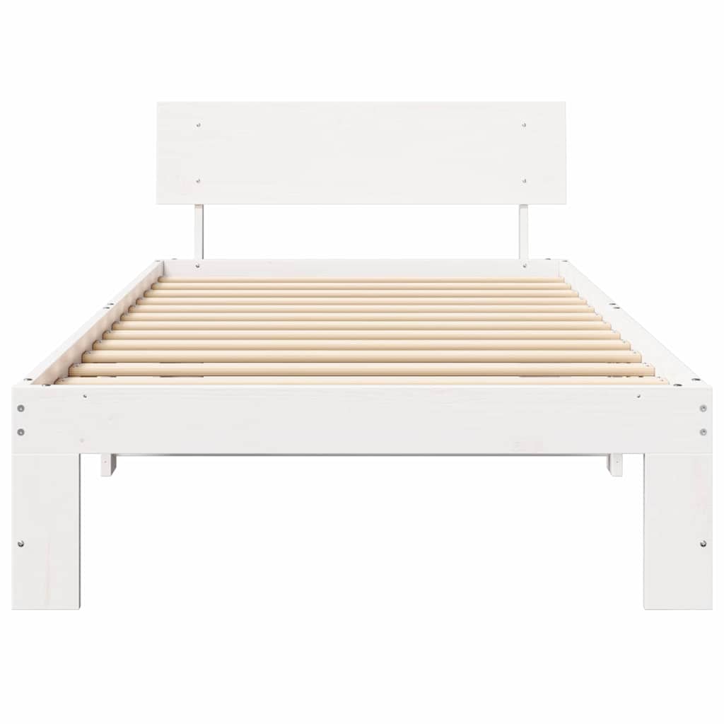 Bedframe met hoofdeinde Wit 90 x 190 cm Massief grenenhout is nu te koop bij PeponiXL, paradijselijk wonen!