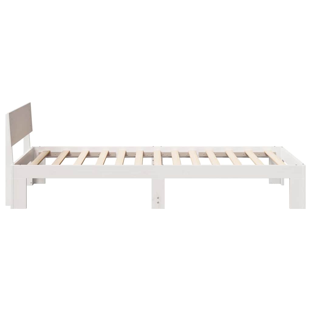 Bedframe met hoofdeinde Wit 90 x 190 cm Massief grenenhout is nu te koop bij PeponiXL, paradijselijk wonen!
