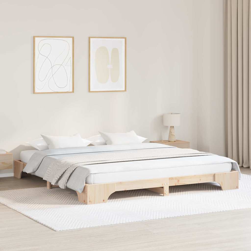Bedframe Naturel 200 x 200 cm Massief grenenhout is nu te koop bij PeponiXL, paradijselijk wonen!