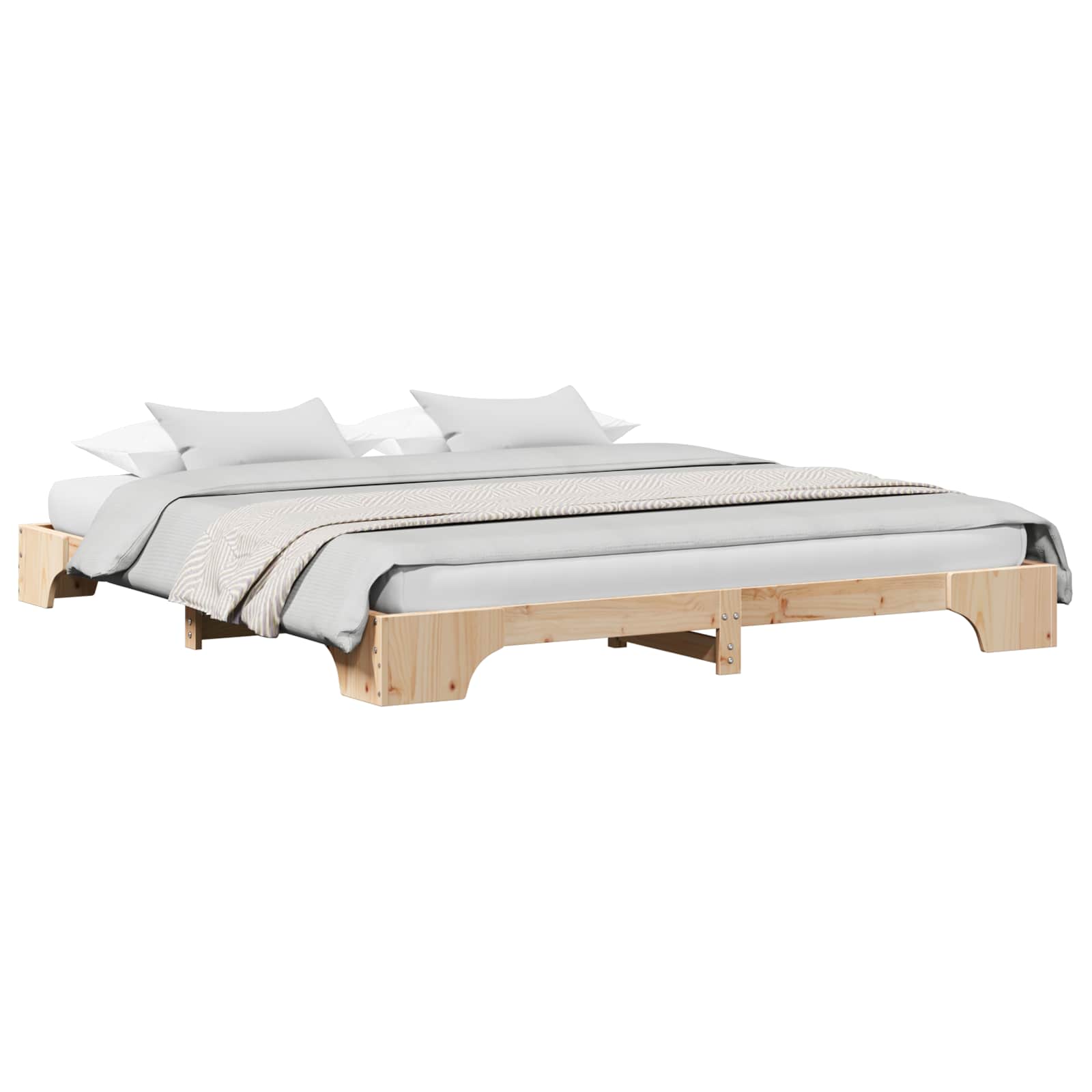 Bedframe Naturel 200 x 200 cm Massief grenenhout is nu te koop bij PeponiXL, paradijselijk wonen!