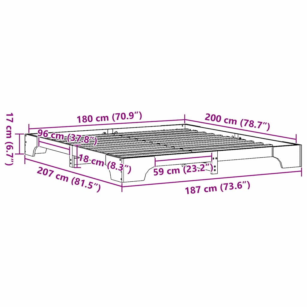 Bedframe Wasbruin 180 x 200 cm Massief grenenhout is nu te koop bij PeponiXL, paradijselijk wonen!