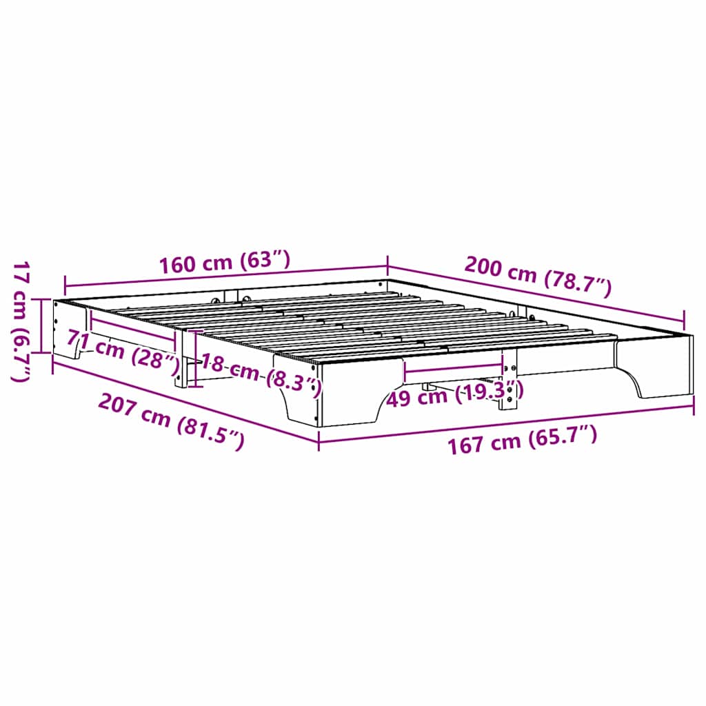 Bedframe Wit 160 x 200 cm Massief grenenhout is nu te koop bij PeponiXL, paradijselijk wonen!