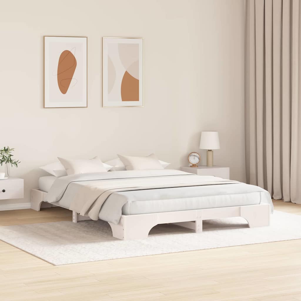 Bedframe Wit 140 x 200 cm Massief grenenhout is nu te koop bij PeponiXL, paradijselijk wonen!