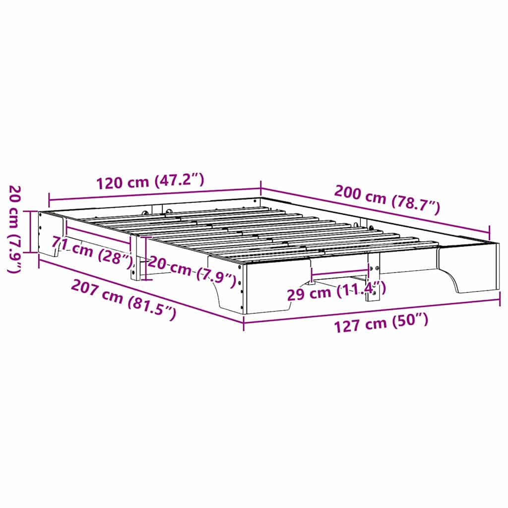 Bedframe Wit 120 x 200 cm Massief grenenhout is nu te koop bij PeponiXL, paradijselijk wonen!