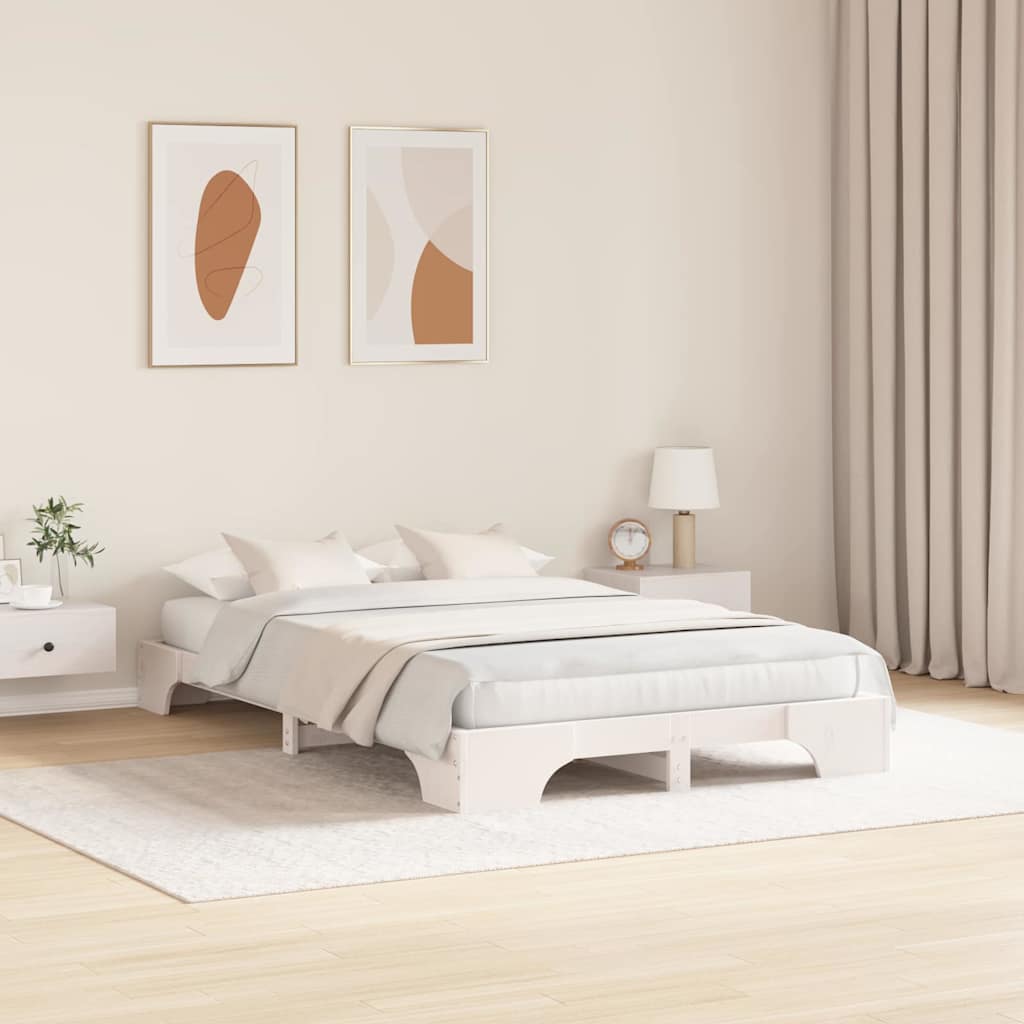 Bedframe Wit 135 x 190 cm Massief grenenhout is nu te koop bij PeponiXL, paradijselijk wonen!