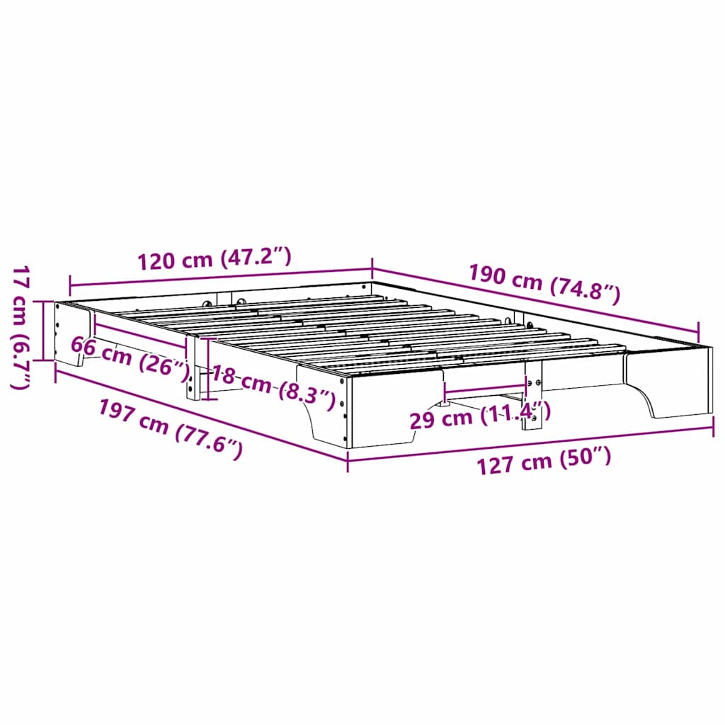 Bedframe Wit 120 x 190 cm Massief grenenhout is nu te koop bij PeponiXL, paradijselijk wonen!