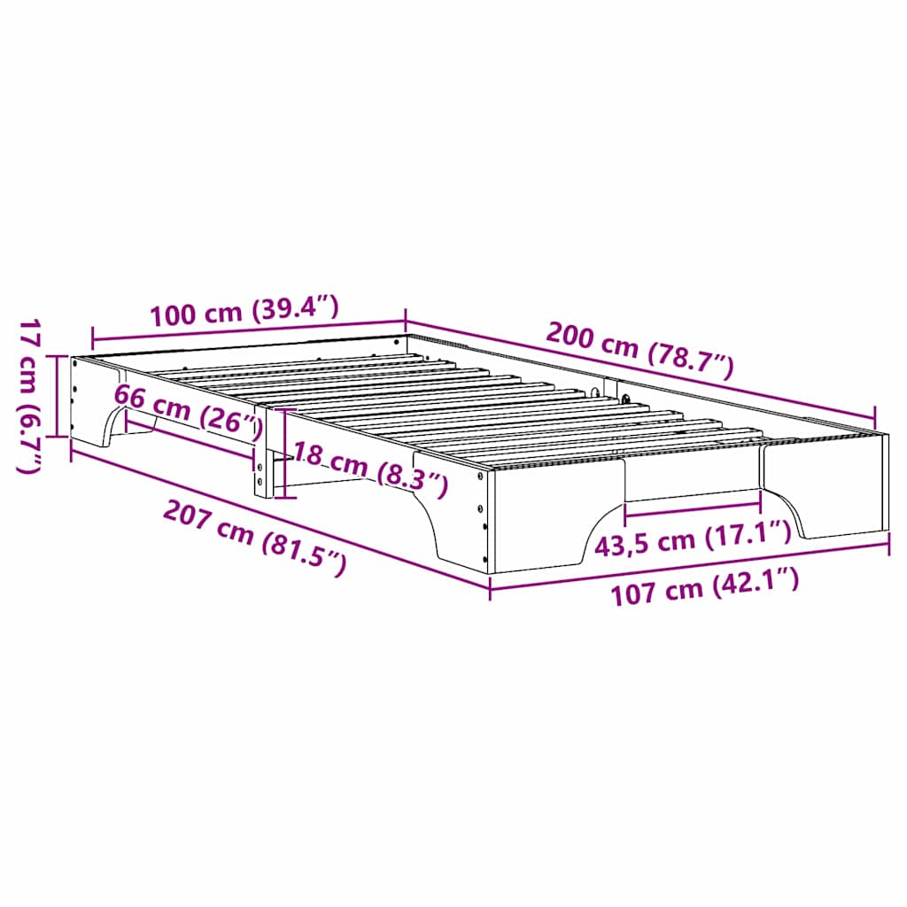 Bedframe Wit 100 x 200 cm Massief grenenhout is nu te koop bij PeponiXL, paradijselijk wonen!
